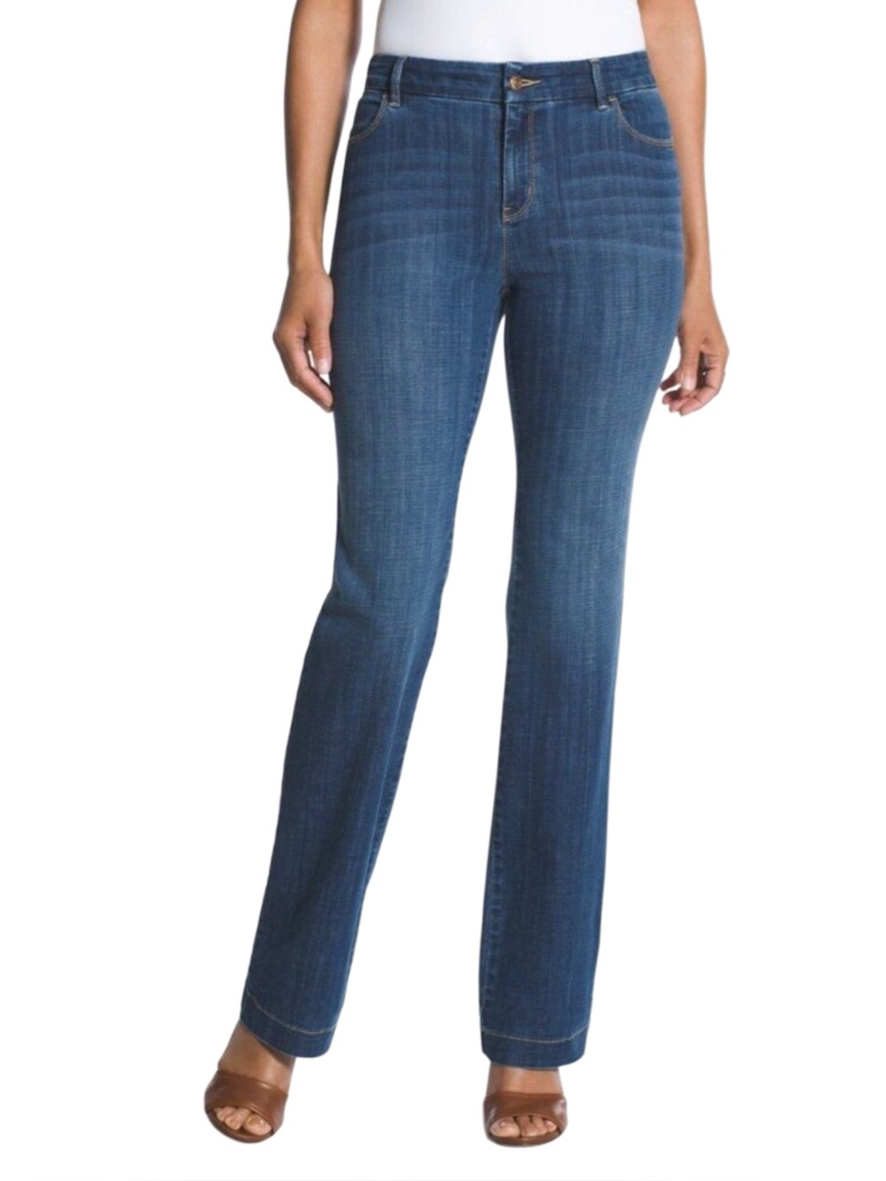 {Chicos} "The Platinum Trouser" Blue High Rise Relaxed Straight Leg Jeans WJ552